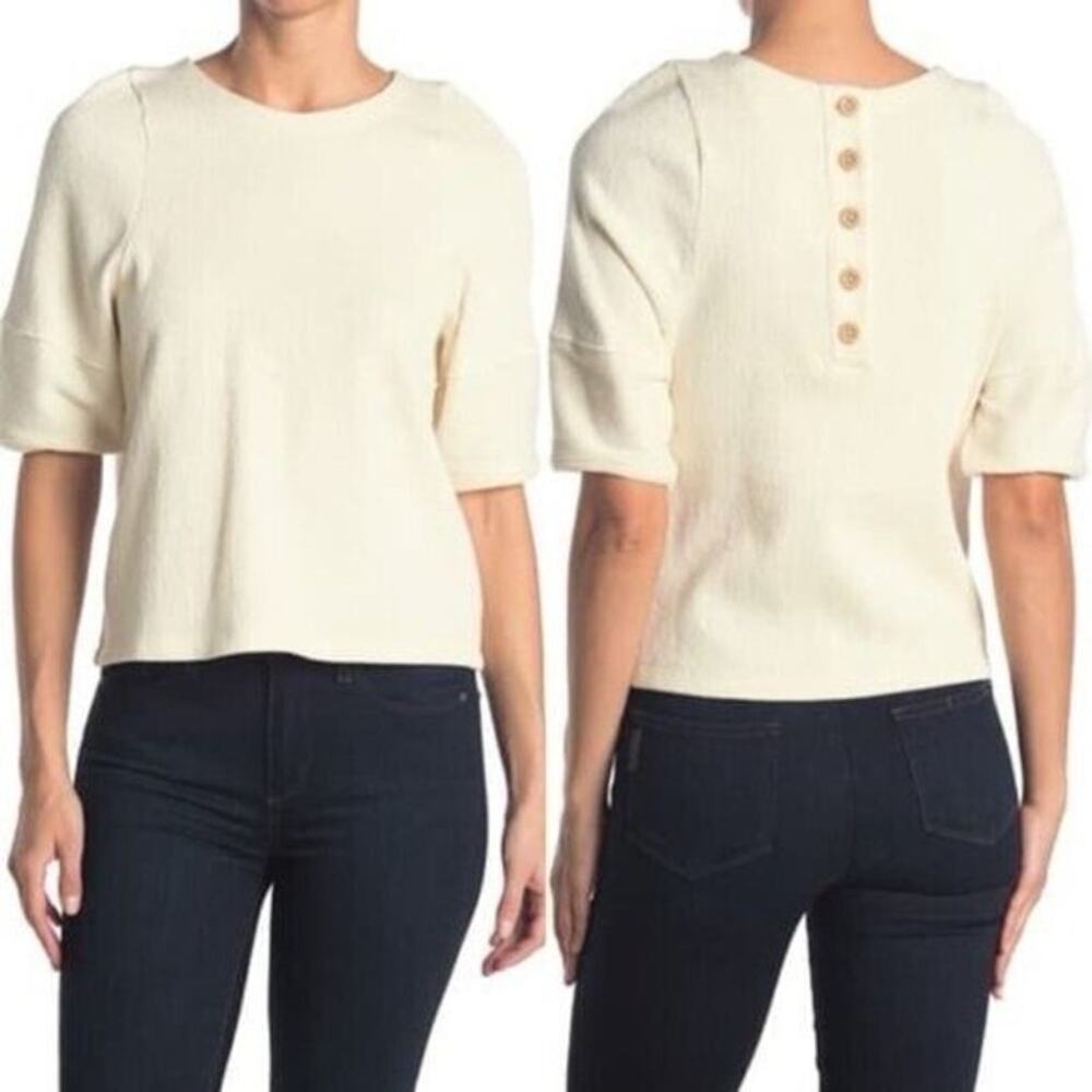 Madewell Womens Ottoman Jacquard Button Back Top size XS